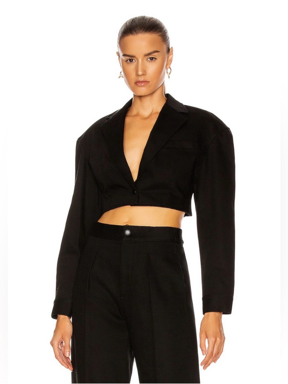 Alexander Wang Denim Cropped Blazer | Black